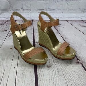 UEC Michael Antonio Espadrille wedges nude leather straps size 8.5